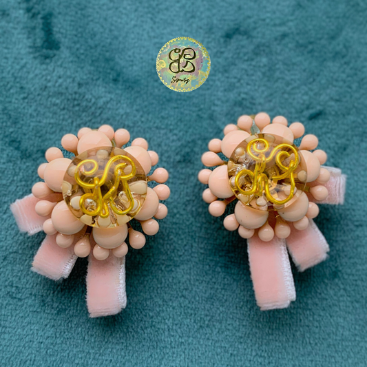 Velvet Ruban pink (Ear clips)