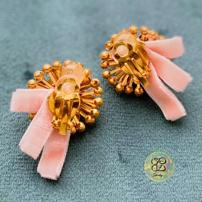 Velvet Ruban pink (Ear clips)